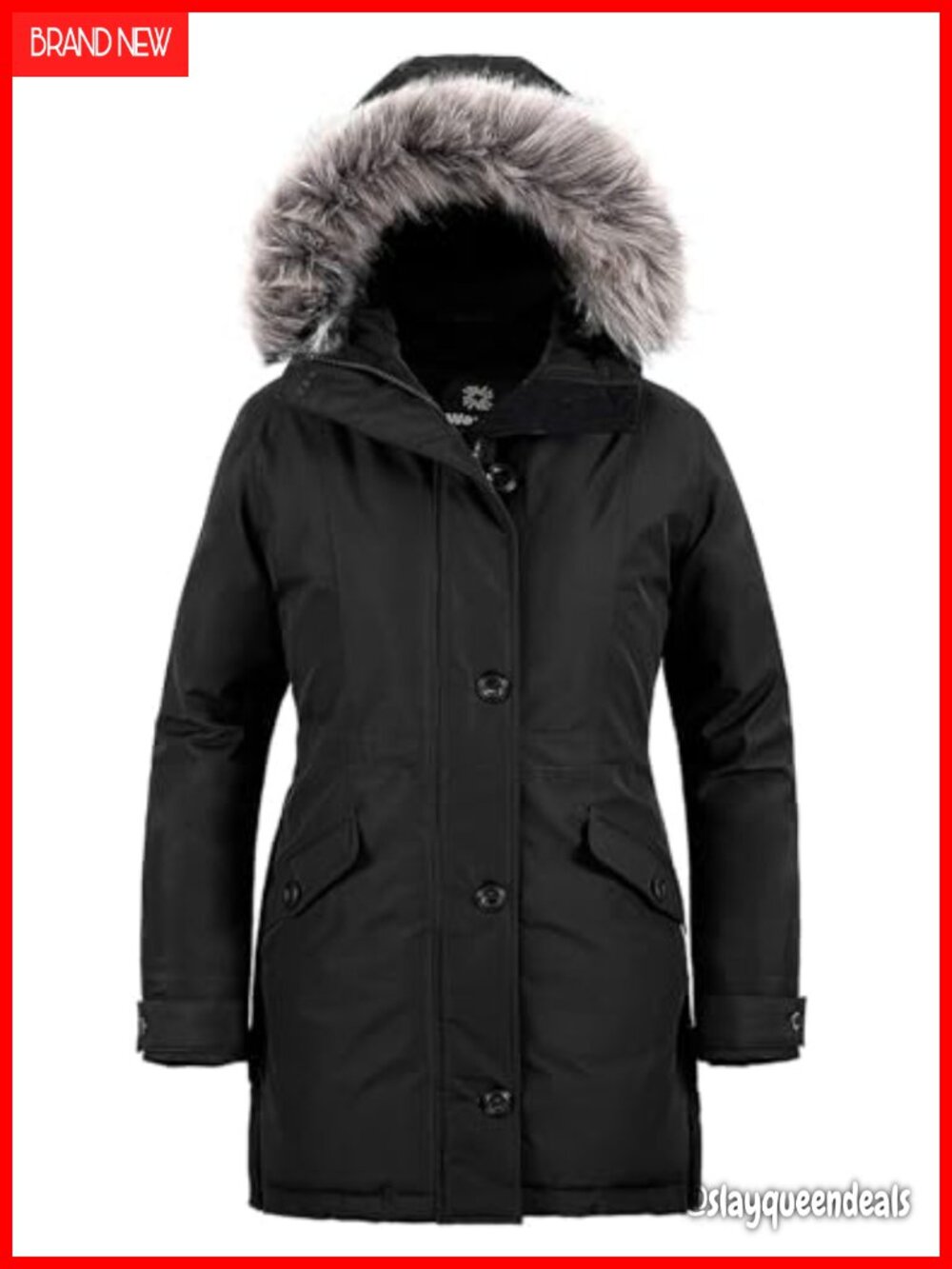 Women's Long Insulated Puffer Jacket Parka with Detachable Hood Waterproof